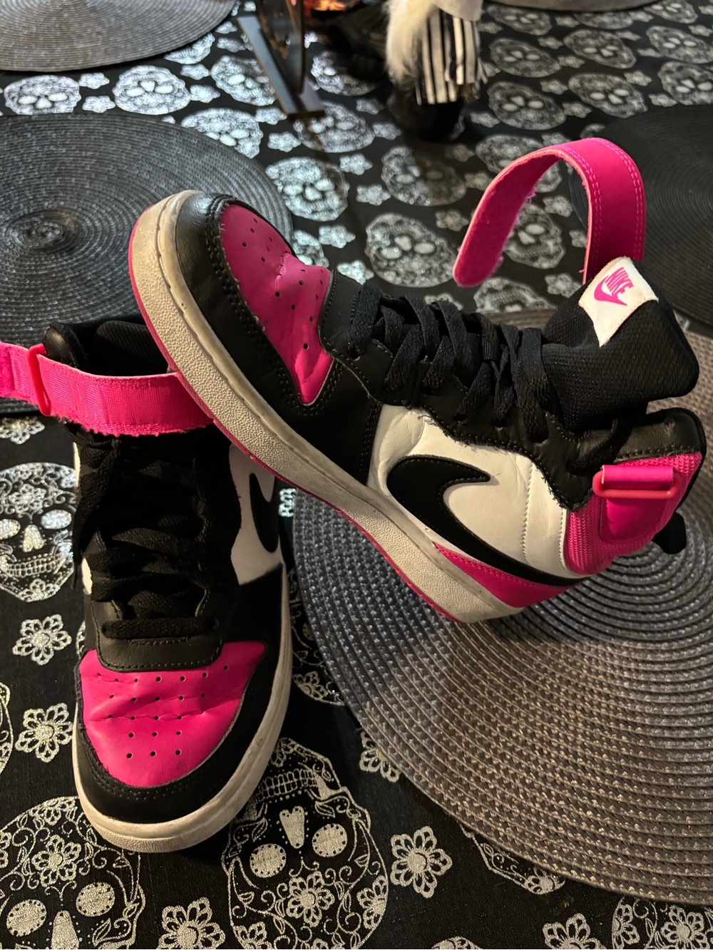 Nike Women’s High-Top Sneakers — Black, White & Bright Pink